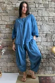 Loom & Thread Pin Tuck Blouse Washed Denim /40=
